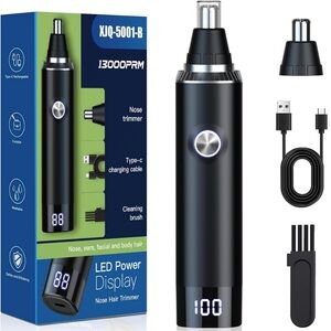 Black Nose Hair Trimmer with LED Display